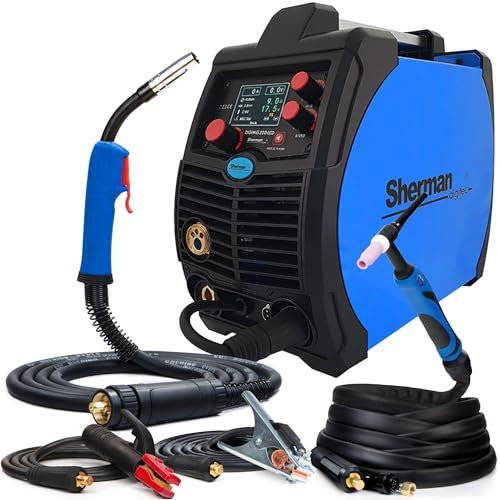 SHERMAN DIGIMIG 220 LCD - 200A MIG MAG Schweissgerät mit Synergie - WIG Lift, Fülldraht - Punktschweißen, Lötschweißen - Job-Speicher, Fan-Stop - Kohlenstoffstahl, Aluminium - IGBT - Set: Solo