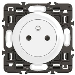 LEGRAND - Prise Electrique Murale avec Terre Céliane Surface - Prise Affleurante avec Socle Rétractable - Blanc - A compléter avec des plaques de finition - Lot de 10