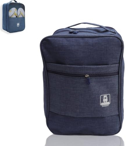 Bolsa De Zapatos De Viaje con Capacidad para 3 Pares De Zapatos, Organizador De Bolsa De Almacenamiento De Zapatos Portátil Impermeable con Asa, Cubos De Embalaje De Zapatos (Azul Marino)
