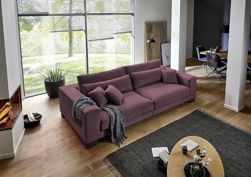 möbelando Big-Sofa >Phebe< in rot, mit Nosagunterfederung, Polyätherschaum und Daune, inkl. 2 Rückenkissen und 5 Zierkissen (Davon 2 Nierenkissen), 286 x 90 x 141 cm (BxHxT)