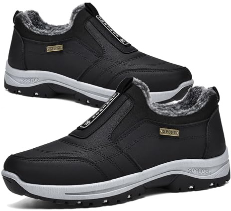 GYCF Sneaker Infilare Uomo,Inverno Scarpe Passeggio Ortopediche Leggero Corsa Camminare Scarpe Sportive Basse Suola in Gomma per Trekking All'aperto Outdoor,Nero,42EU