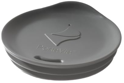 Porta Via Reusable Coffee Cup Silicone Lid – Fits Most Tumblers, Water Bottles, & Ceramic Coffee Mugs Between 2⅝”-2⅞ – Dishwasher-Safe Travel Mug Lid that is perfect for gift giving (Small - Grey)