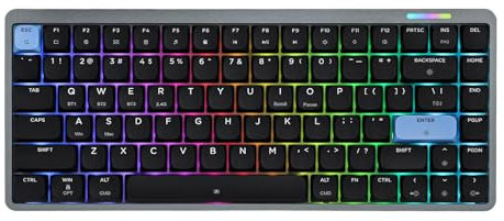 EPOMAKER Luma84 Low Profile Aluminium Mechanische Tastatur, QMK/VIA Programmierbar, Tri-Mode Kabellos, Win/MAC/Linux Kompatibel, RGB Backlight (Schwarz&Blau, Gateron Low-Profile-Braun-Schalter)