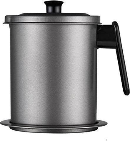 Recipiente De Grasa De Metal De 1.7L Con Colador Colador De Malla Fina Extraíble Olla De Filtro De Aceite For Aceite De Cocina, Colador De Grasa De Tocino Juego De Olla De Filtro De Aceite(Grey)