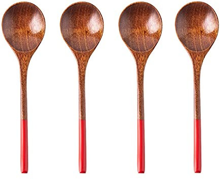 Bulk Spoons Set 4 Pcs Creative Style Wooden Spoon Teaspoons Handmade Wood Iced Tea Spoons Small Stirring Spoon Espresso Mixing Spoons Spoons For Eating