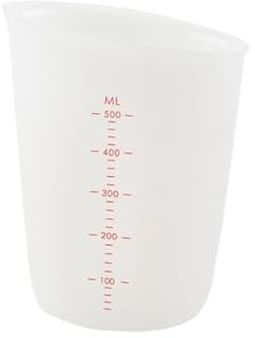 CONGARTENO Silicone Measuring Beaker 500ml White Visible Liquid Container Dual Scale Graduations Kitchen Measurement Cup for Cooking and Baking