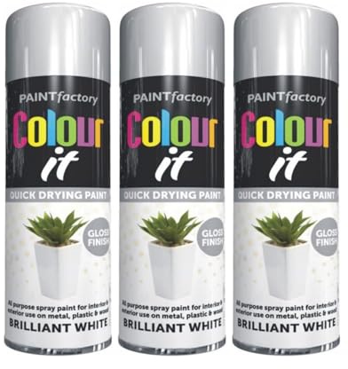 MIXEL Brilliant White Gloss Spray Paint, Quick-Drying Formula, Long-Lasting Protection, DIY Projects, Ideal For Wood, Metal, Plastic, Interior And Exterior Use, 250ml, (3 Pcs)