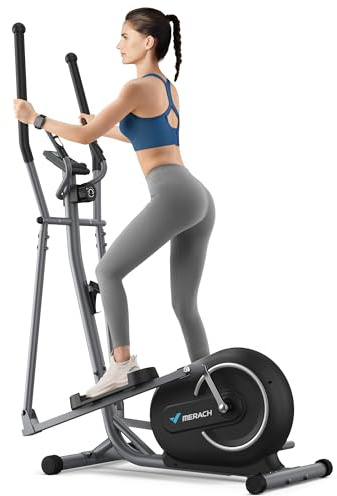 MERACH Elliptical Trainer For Home Use, Ultra-Quiet Compact Cross Trainer with 16 Levels of Magnetic Resistance, LCD Display, Pulse Sensors, Exclusive MERACH App, 120KG Load Capacity