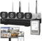 NIVIAN Kit Camaras de Vigilancia Profesional WiFi SuperHD con 4 Cámaras IP y Grabador con Disco Duro 10CH - para Casas y Negocios - Visión Nocturna, Detección Humana IA, Audio Bidireccional