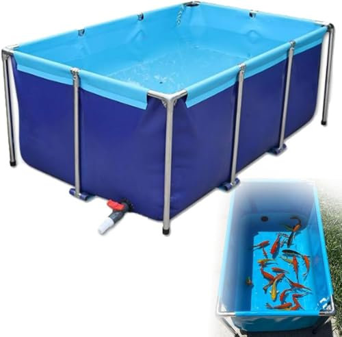 Großer Fischteich aus PVC-Canvas – langlebiger Aquakultur-Wassertank mit Ablassventil, ideal für Aquarien, Pools und den Außenbereich – perfekt für Fische und Pflanzen