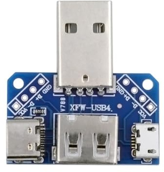 xiwai USB 2.0 Tipo A Macho 1 a 3 Tres Puertos Hembra Tipo A y Micro USB y USB-C Tipo C HUB Divisor PCBA Módulo de Expansión Placa Adaptador de Corriente Multipuerto para Reproductor de Cámara