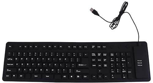 POPETPOP Clavier Filaire Ultra Plat Étanche 109 Touches Silencieux Clavier Roulable en Silicone Portable pour Bureau Et Voyage 19.69X5.51X0.31In