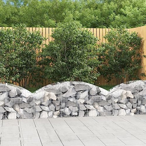 HaoChrymec Gabion with Arceau Haut, Fer Galvanisé, Design Robuste, Panier à Pierre, Jardinière à Gabion, Parterre Surélevé en Gabion, Gris, 150 x 50 x 40/60 cm