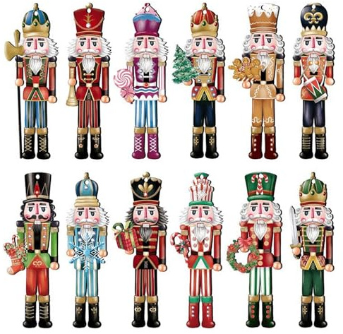 24 pièces Décorations de Noël pour Sapin de Noël Casse-Noisettes Soldats Casse-Noisettes Décorations en Bois pour Sapin de Fournitures pour fêtes de Fin d'année Bricolage