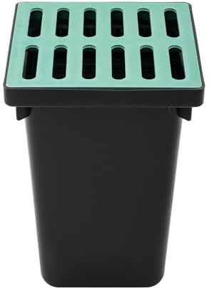 Drainage Catch Basin Kit - 15.7x15.7x23.6 Large Catch Basins for Drainage, Composite Resin Drainage Basin with Debris Basket & Grate for Yard, Downspout, Lawn, Municipal Pipeline (Black Green)