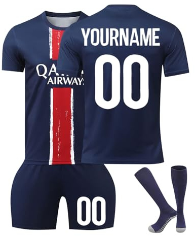 Camiseta Fútbol Paris Personalizadas Nombre y Número para Hombres y Niño, equipación Fútbol DIY con Conjunto Top Pantalón Corto y Calcetines Regalo de Fútbol