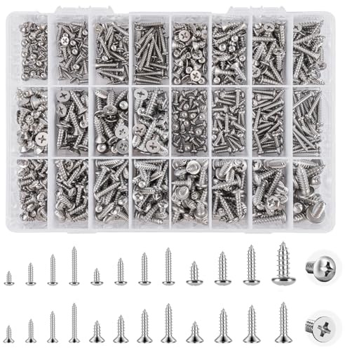 710 Stück Blechschrauben Set, 304 Edelstahl Schrauben Set Sortiment, M6 M5 M4 M3 Holzschrauben Set für Holzbretter, Metallplatten und DIY Befestigungselemente