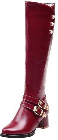 MJGkhiy Stivali Donna Con Tacco A Blocco Invernali Eleganti Boots Cowboy Comodi Pelle Stivaletto Al Ginocchio Caldo Stivaletti Texani Nero Marroni Stivale Equitazione