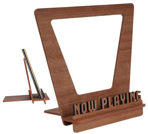 Portadischi in legno - Supporto per vinili in riproduzione, elegante organizer per album | Espositore per LP in legno per l'arredamento dello studio di casa e ufficio, contiene 5 LP per l'installazion