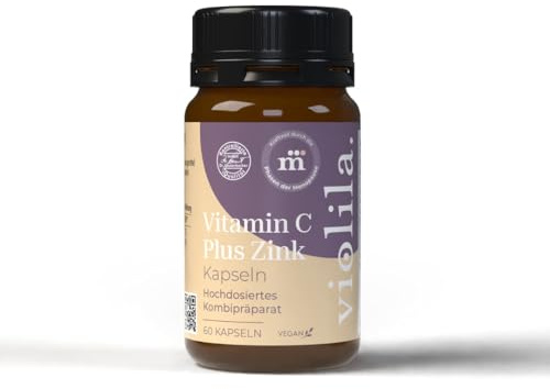violila Vitamin C Plus Zink Kapseln | 500 mg Vitamin C + 10 mg Zink pro Kapsel | Für Immunsystem, Zellschutz & Kollagenbildung | Hochdosiert, vegan & ohne unnötige Zusatzstoffe | 60 Kapseln
