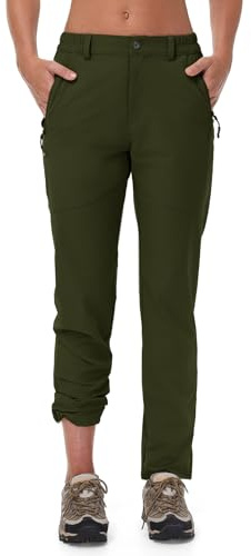 Rdruko Womens Hiking Trousers with 3 Zip Pockets | Ladies Slim Fit Lightweight Quick Dry UPF30+ Partial Elastic Waist Outdoor Water Resistant Walking Fishing Camping Work Pants