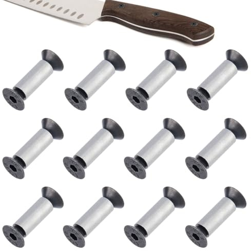 SUPERFINDINGS 12 Ensembles de Vis de Manche de Couteau Rivets en Acier Inoxydable Boulons Fixations Hex Vis à Tête Plate pour Fixation et Remplacement de Lame de Couteau