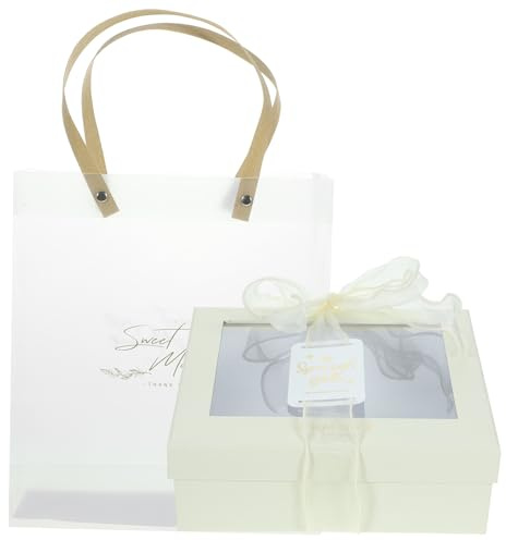 SEWACC Luxus Geschenkbox Satz aus Papier mit Tragegriff Kompakte Hochzeits und Valentinstagsbox Glatte Kanten Inkl Geschenkband und Karte Platzsparende Aufbewahrung für Partygeschenke