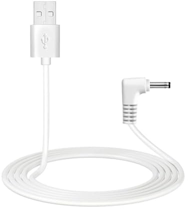 USB to DC 5V Charger Cable 3.5×1.35mm Right Angle Power, USB to DC Charger Replacement Cord Compatible with Electric Toothbrush Bitvae Seago Noise Machine LED Lamps Small Fans and More 1M White