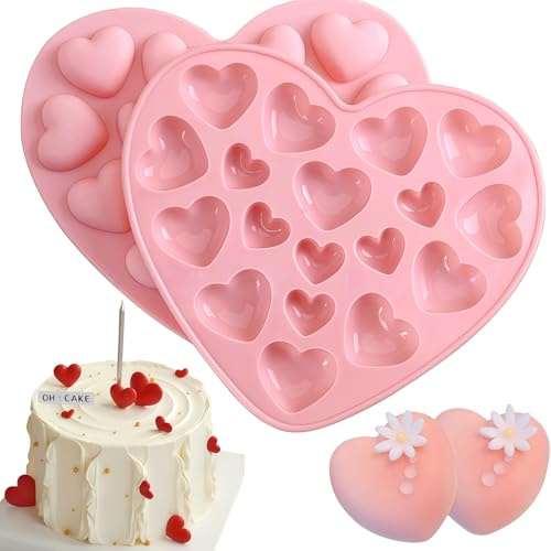 SamHeng Heart Shaped Chocolate Moulds, 2 Pcs Candy Moulds | 3D, Silicone, DIY Jelly Moulds, for Birthday Christmas Valentine's Day Anniversary