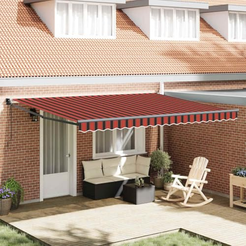 Brokky Toldo Motorizado 4.5X 3 m Toldo Articulado Eléctrico con Mando a Distancia para Terraza, Jardín-Naranja y marrón-4.5 x 3 m-Marco Antracita