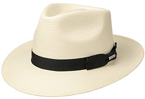 Stetson Telida Toyo Bogarthut Damen Herren Sonnenhut aus Toyo-Stroh Strohhut mit Futterband Fedora mit Ripsband Frühjahr Sommer Natur S (54-55 cm)