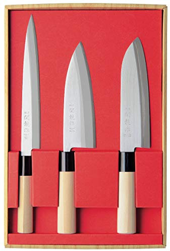 Japanisches 3er Messerset SekiRyu Sashimi, Santoku & Deba - SR801. Klinge aus Rostfreiem Stahl
