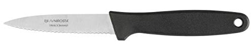 NIROSTA LaCuisine - Coltello da Cucina seghettato, 18 cm, Manico in plastica, Colore: Nero/Argento