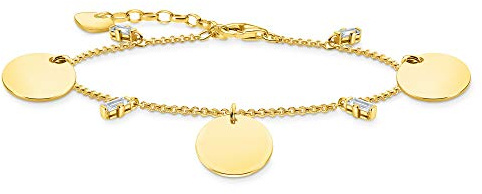 THOMAS SABO Armband mit drei Coins und weißen Steinen gold