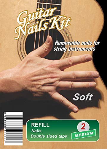 Guitar Nails - Recarga Soft (2) Medium | Uñas para guitarra | extraíbles | con adhesivo de doble cara