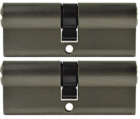 LÖWEN 80 mm 2x Zylinderschloss 40/40 Doppelzylinder gleichschließend Massive Schließzylinder inkl. 10 Wendeschlüssel A:40 B:40 2 er Set (80 mm 40/40, Profilzylinder 2 er Set gleichschließend)