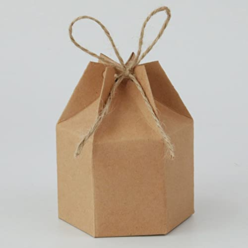 PERZOE Geschenkboxen, Laternen, sechseckig, Kraftpapier, Süßigkeitenschachteln, Hochzeit, Gelb, 50 Stück