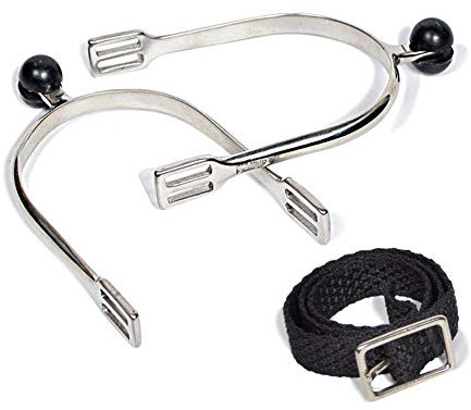 Generic Western-Cowboy-Sporen/Edelstahl, englische Sporen, Gummirollen-Spornkopf (Sporengürtel), 8 cm