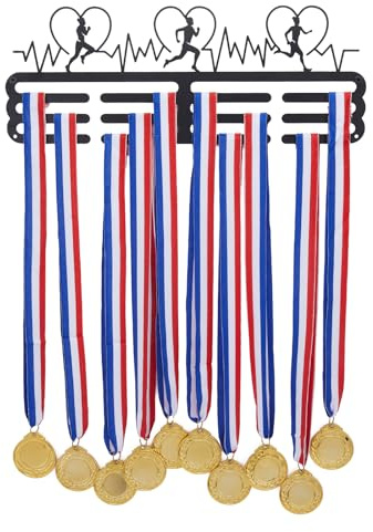 SUPERDANT Laufen Medaillenhalter Laufen Medaillen Aufbewahrung Marathon Medaillen Aufhänger Präsentationsständer Wandmontierter Mehrfach Laufe Medaillenhalter 40x15CM Geschenke für Sportler Kinder