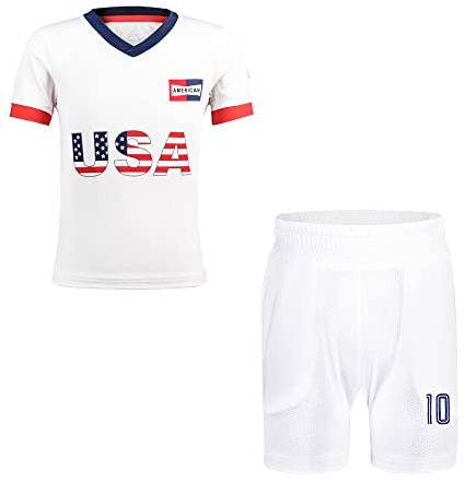 BDONDON Toddler USA Theme Jerseys - White American Soccer Football Training Outfits for Boys & Girls Photos (BD-US,4T)