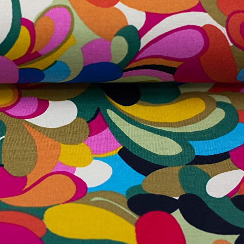 Beschichtete Baumwolle LEONA | Bunte Tropfen, pink