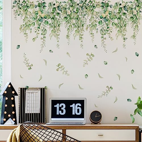 HGDESIGN® Wandtattoo Wandaufkleber Grüne Pflanzen Hängende Blätter Vogel Wohnzimmer Schlafzimmer Wandsticker Wandbild Flur Wanddeko (B)