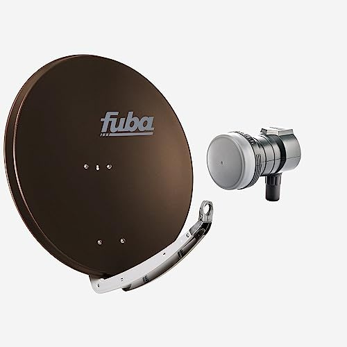 Fuba Sat Anlage 1 Teilnehmer | Satellitenschüssel Komplettset - DAA 850 B Sat-Schüssel 85cm Alu braun + Fuba DEK 117 Single LNB 1 Teilnehmer (DVB-S2, HDTV, UHD 4K/8K, 3D) mit LTE-Störfilter
