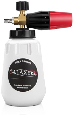 GALAXYER Snow Foam Cannon, 1000ml Heavy Duty Snow Foam Gun Sprayer Car Blaster Wide Neck Adjustable Thick Foamer for Pressure Washer with 1/4'' Quick Connector