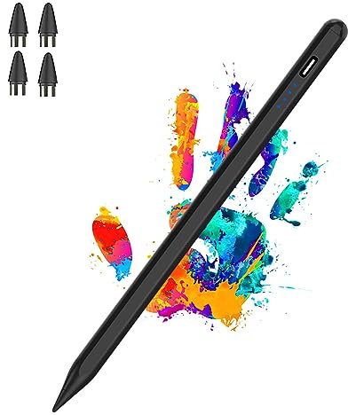 Luntak Rechargeable iPad Pencil Active iPad Stylus Pens for Touch Screens Magnetic Tablet Pen Universal Stylus Pen for iPad/Pro/Air/Mini/iPhone/Samsung/IOS/Android and Other Smartphone Device-Black