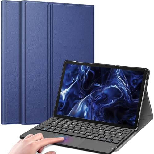 FINTIE Tastatur Hülle für Samsung Galaxy Tab A11+ Plus/Tab A9+ Plus 11 Zoll | Magnetisch Abnehmbare Bluetooth Tastatur mit Touchpad, Deutsches QWERTZ-Layout, Verstellbarer Ständer, Dunkelblau