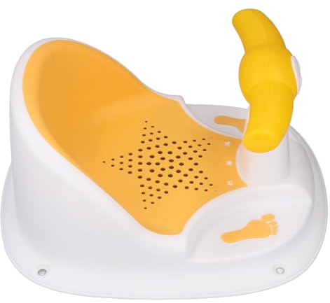 Seggiolino da Bagno per Neonati, Sedia da Doccia per Bambini Antiscivolo e con Ventosa Forte per i più Piccoli a Casa (bianco giallo)