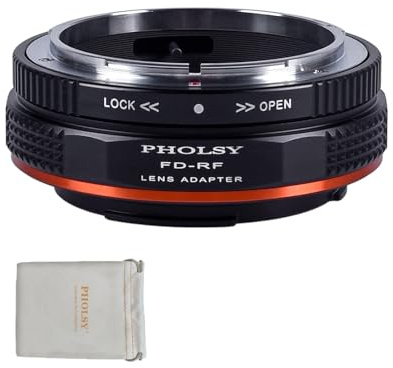 PHOLSY Enfoque Manual Adaptador de Objetivo Compatible con Objetivos Canon FD FL y Cuerpo de Cámara Canon RF (EOS R-Type), FD a RF