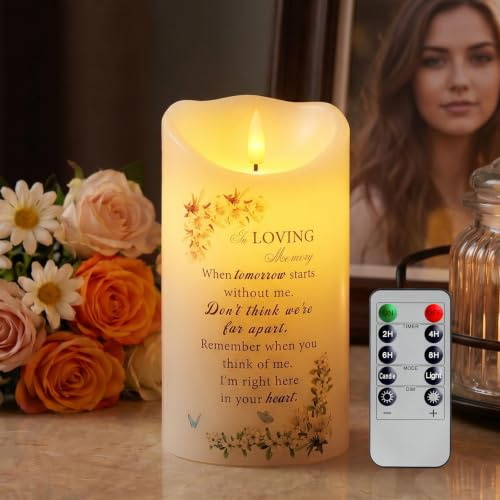 Homemory Memorial Candle Bereavement Sympathy Gifts for Loss of Loved One, Real Wax LED Candle with Remote Memorial Gifts for Loss of Mother Loss of Father in Memory of Loved One Remembrance Gift