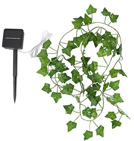 5M Solar Lichterkette Aussen, 50LED Solar Efeu Künstlich mit Lichterkette mit 8 Modi, Wasserdicht Solarlichterkette, Efeu Künstlich Lichterkette für Garten,Balkon,Hochzeit,Zaun,Camping,Dekorationen